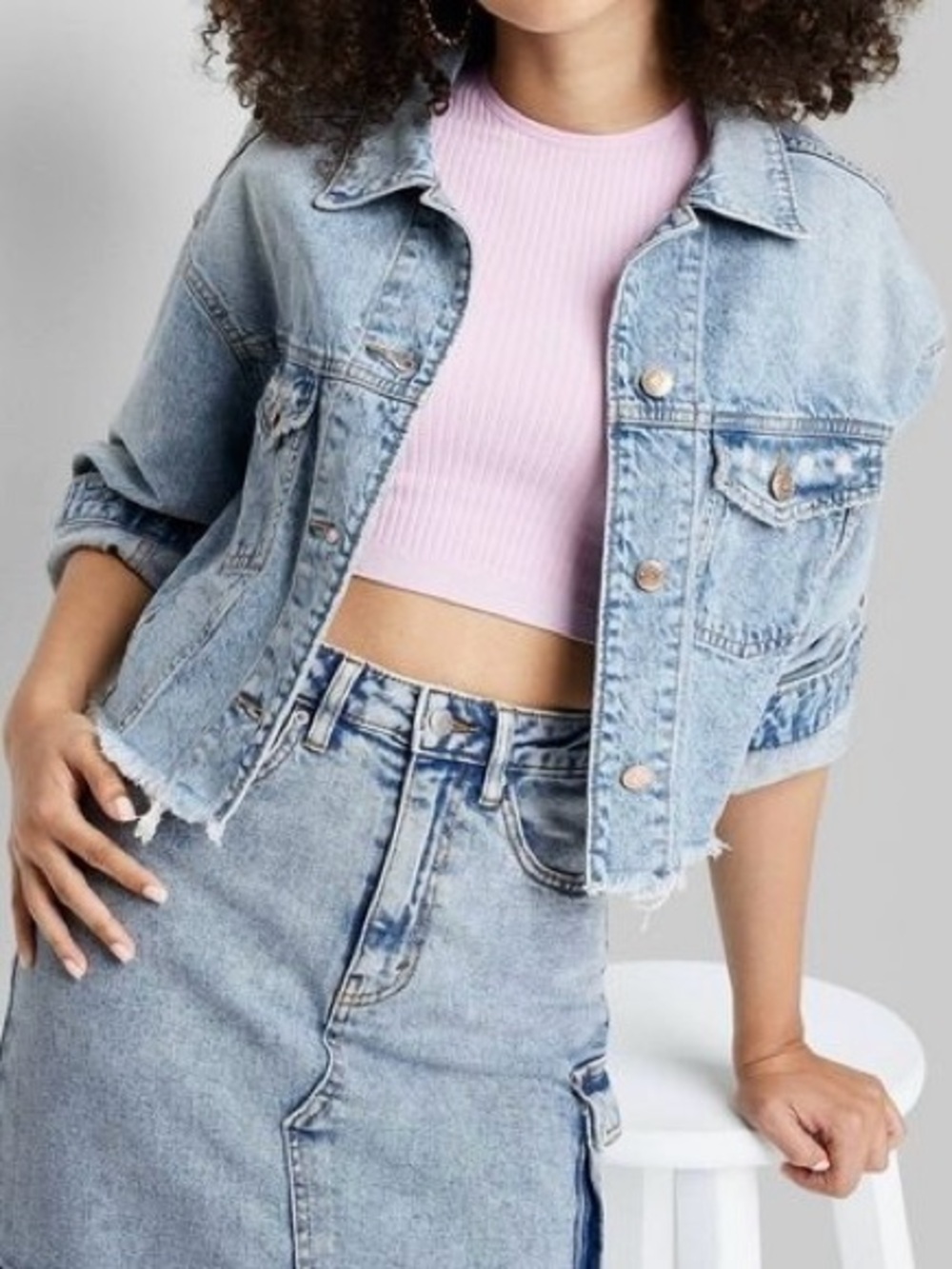 Wild Fable Cropped Denim Trucker Jacket